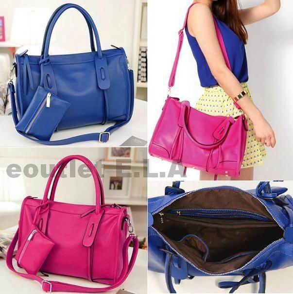HIGH QUALITY 36cm LARGE HAND BAG+FREE PURSE-BLUE COLOUR